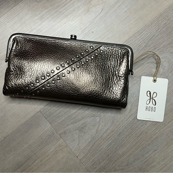HOBO Lauren Leather Clutch Handbag in Pewter NWT - Picture 3 of 7